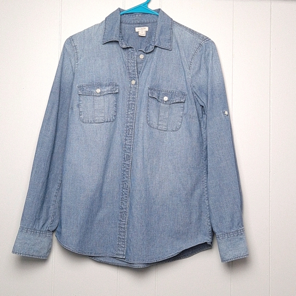 J Crew Button Down Denim Shirt Size XS